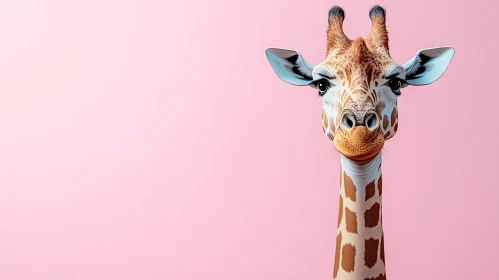 Charming Giraffe Against Pastel Pink