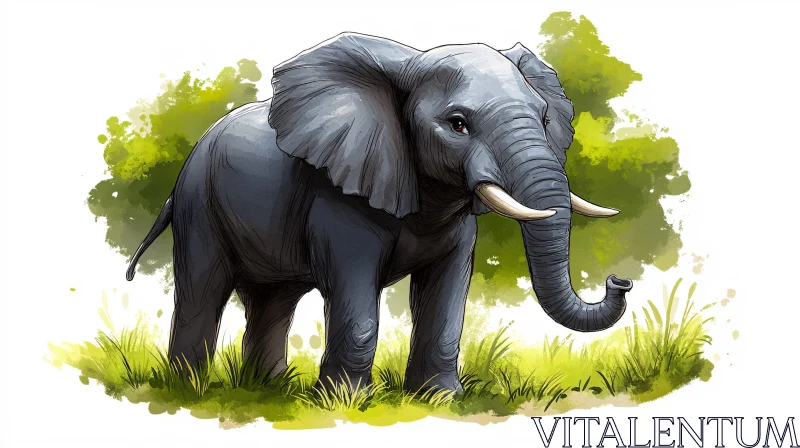 Elephant Illustration AI Image