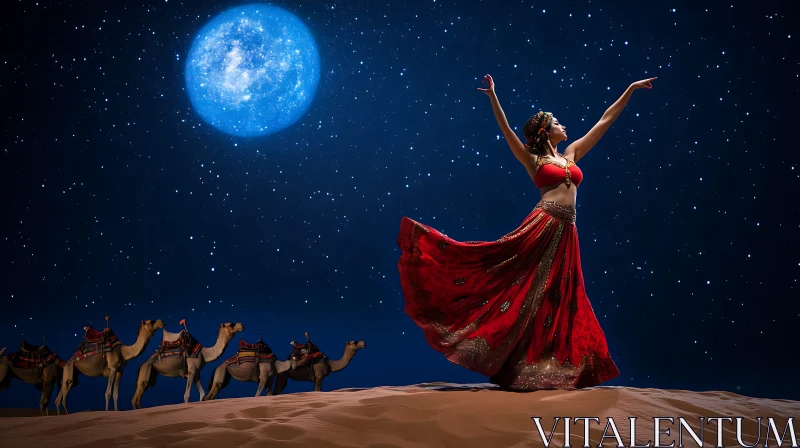 AI ART Woman Dancing in Desert Landscape