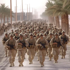 Soldiers on patrol in the desert