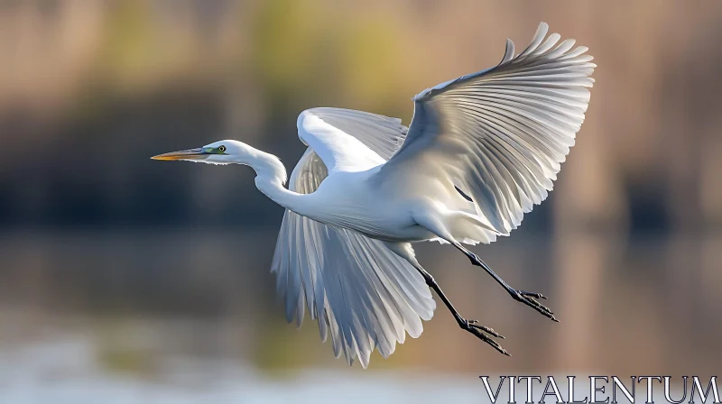 Majestic Flight of a White Heron AI Image