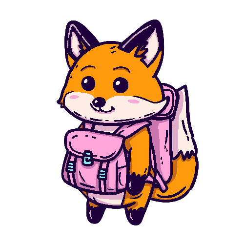 Charming Cartoon Fox with Backpack - Kids' Apparel Design POD Design