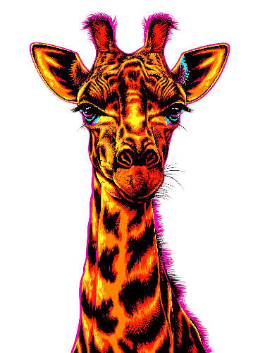 POD Design Colorful Retro Giraffe T-Shirt Design - Bold and Unique