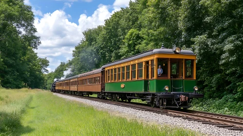 Old Steam Train on Tracks