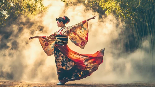 Woman in Kimono Dancing