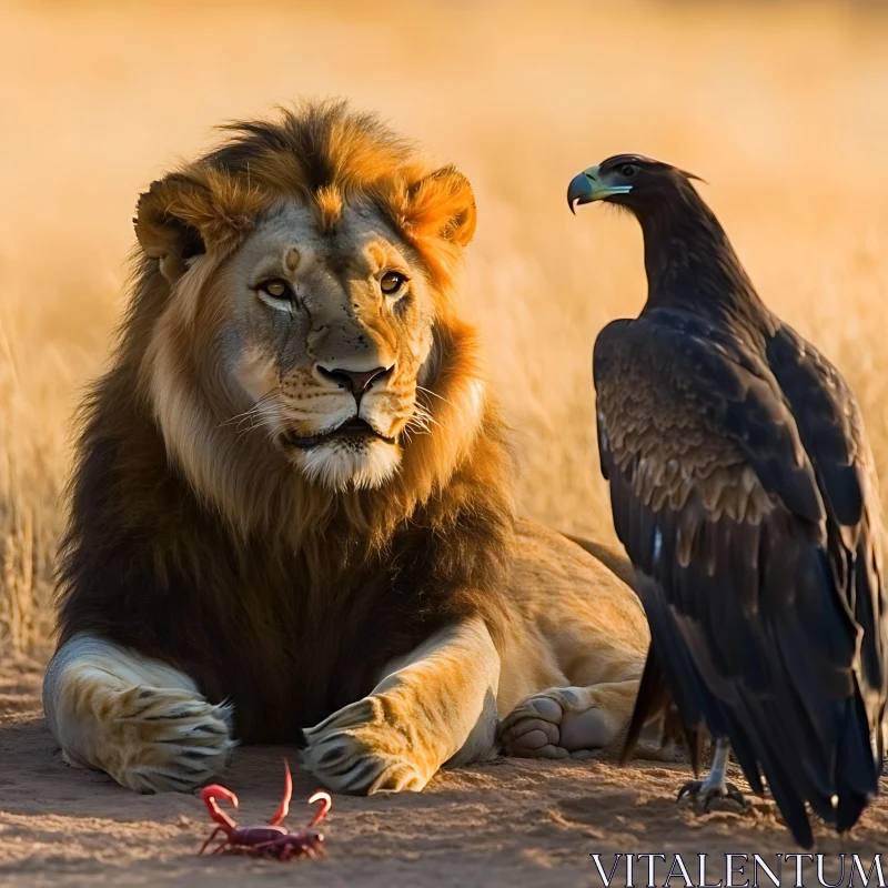 AI ART Wildlife Scene with Lion and Eagle