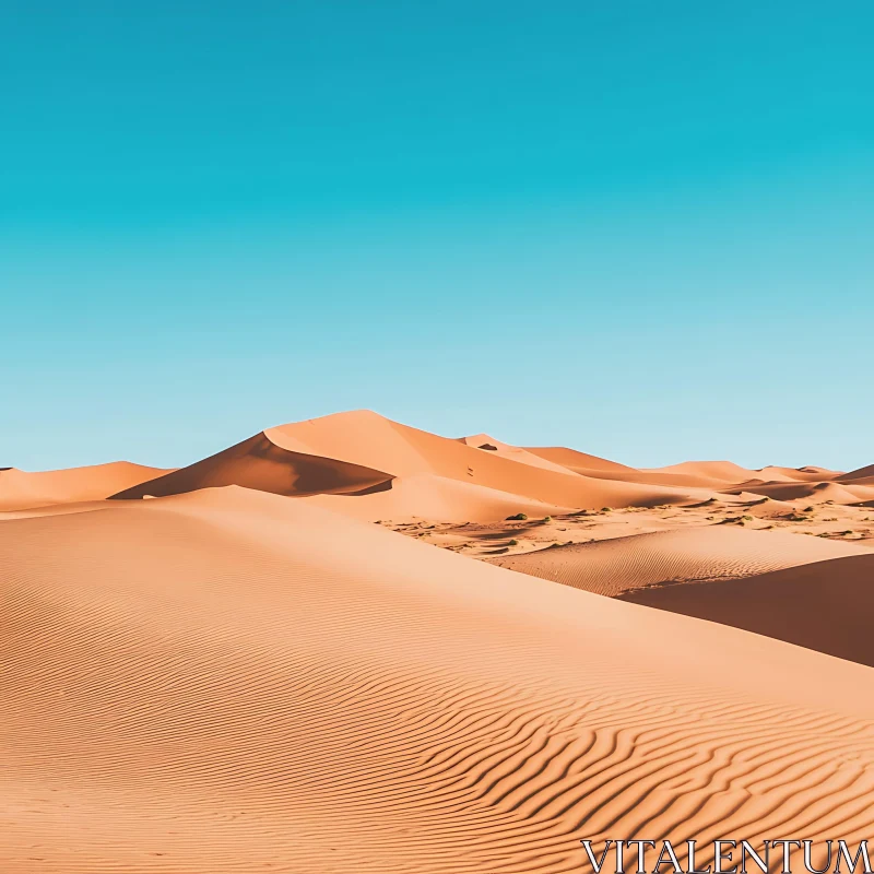 Arid Desert Landscape with Blue Sky AI Image