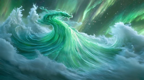 Dragon Wave Under Aurora Borealis