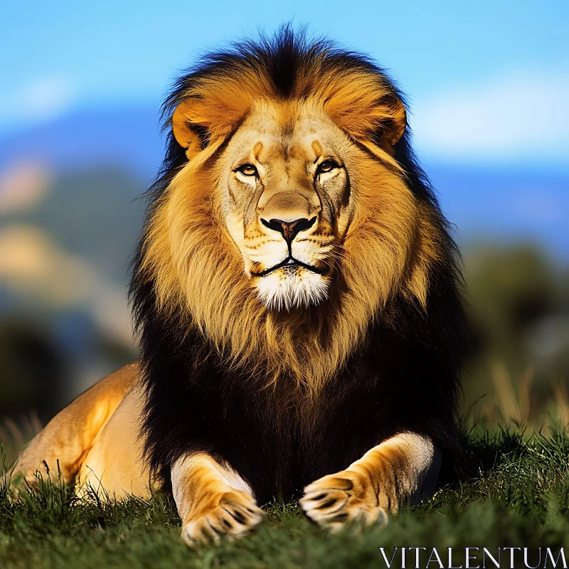 AI ART Lion Resting in Grass