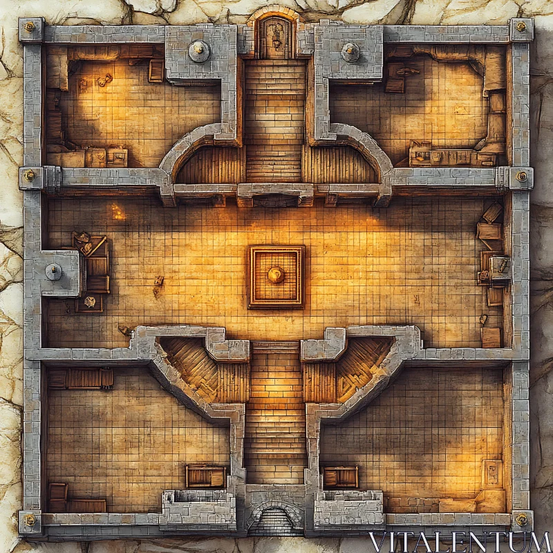 Architectural Stone Building Layout AI Image