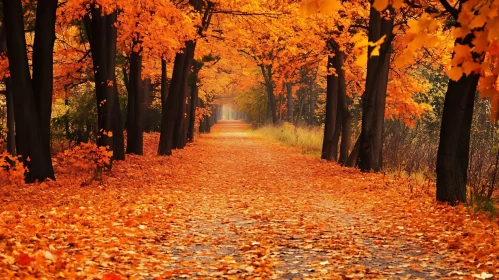 Fall Foliage Forest Trail Scene