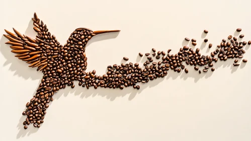 Hummingbird Made of Coffee Beans