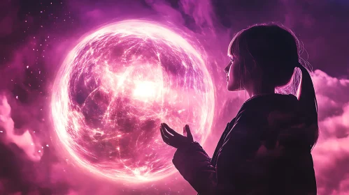 Celestial Contemplation: A Pink Universe