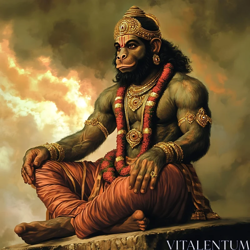 AI ART Hanuman: The Divine Monkey God