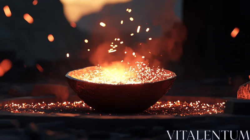 Bowl of Fire and Sparks AI Image