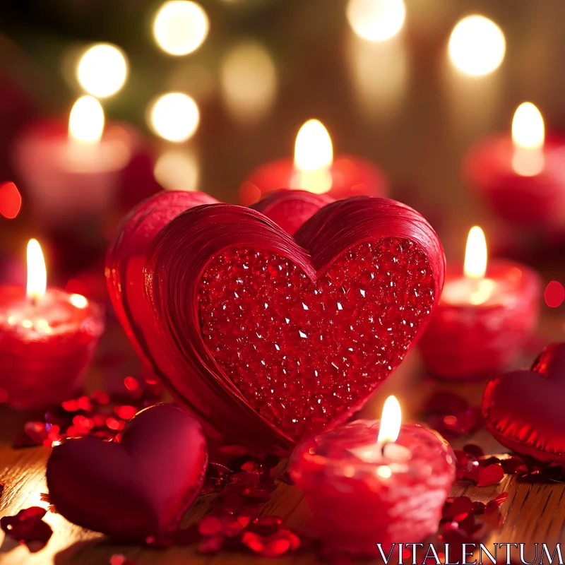 Red Heart Candles Love Still Life AI Image