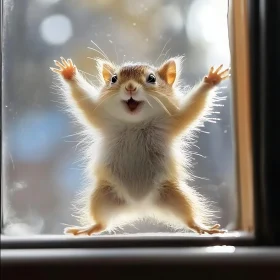 Happy Squirrel Window Visit