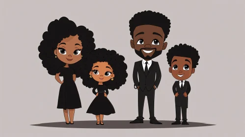 Stylized Family Illustration in Cartoon Style