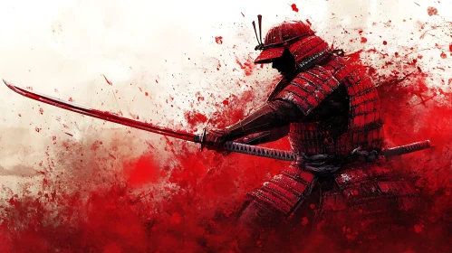 Crimson Armored Samurai Illustration