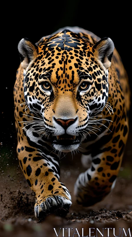 A Powerful Jaguar Charging Forward AI Image