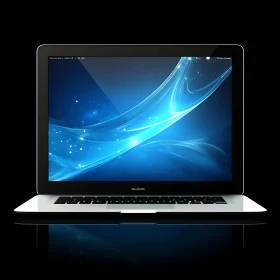 Sleek Laptop with Glossy Bluish Screen