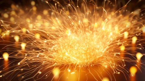 Golden Sparkles and Fireworks Against Black Backdrop