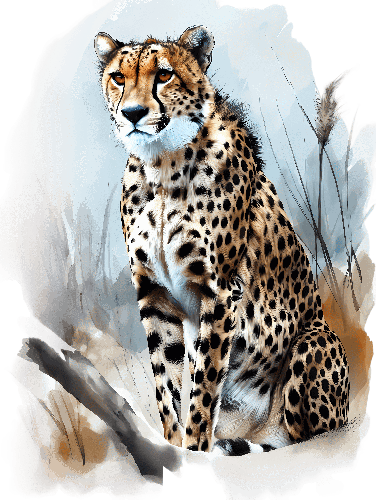 POD Design Realistic Cheetah Digital Painting for Merchandise