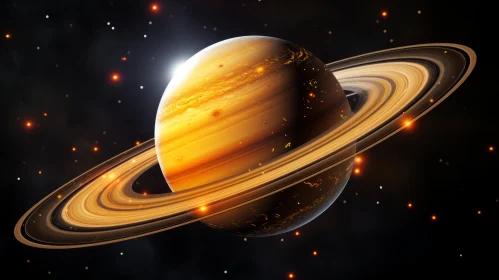 Saturn and Stars: A Golden Light Space Odyssey