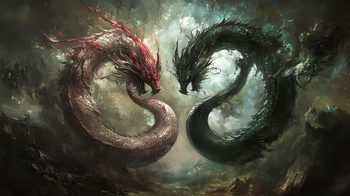 Dragons Face-Off Digital Art