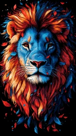 Artistic Lion Face in Colorful Swirls