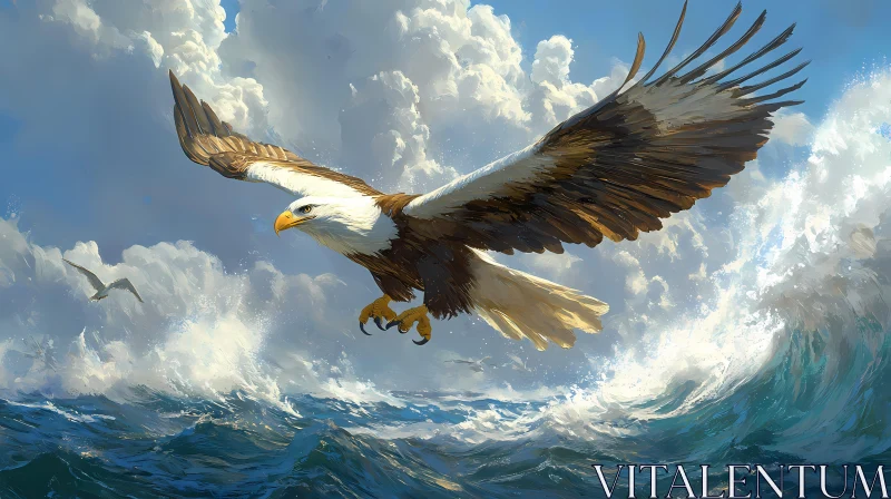 Eagle Above the Sea AI Image