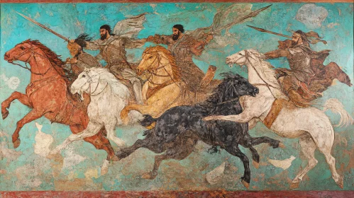 Ancient Warriors on Horseback Painting