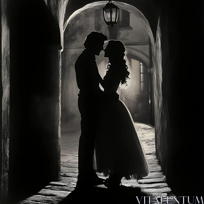 Couple Silhouette in Archway AI Image