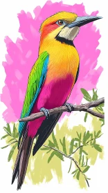 Vivid Bird Perched on Branch