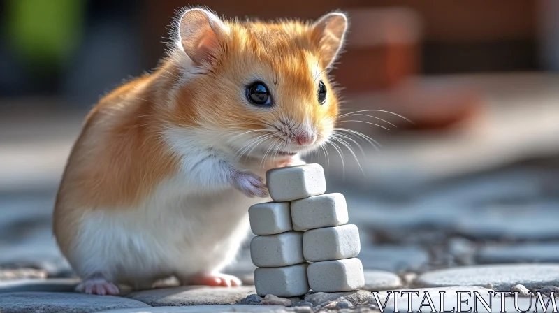 Curious Hamster with Blocks AI Image