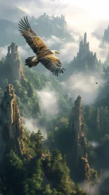 Eagle's Journey Through Mystical Peaks