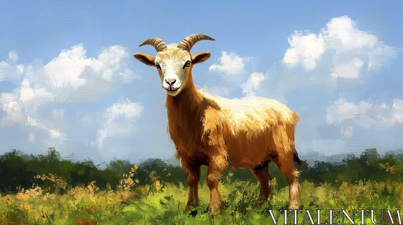 AI ART Goat Portrait in Nature Painting