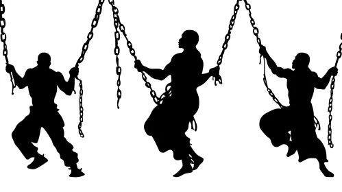 Black Silhouette Figures Chains