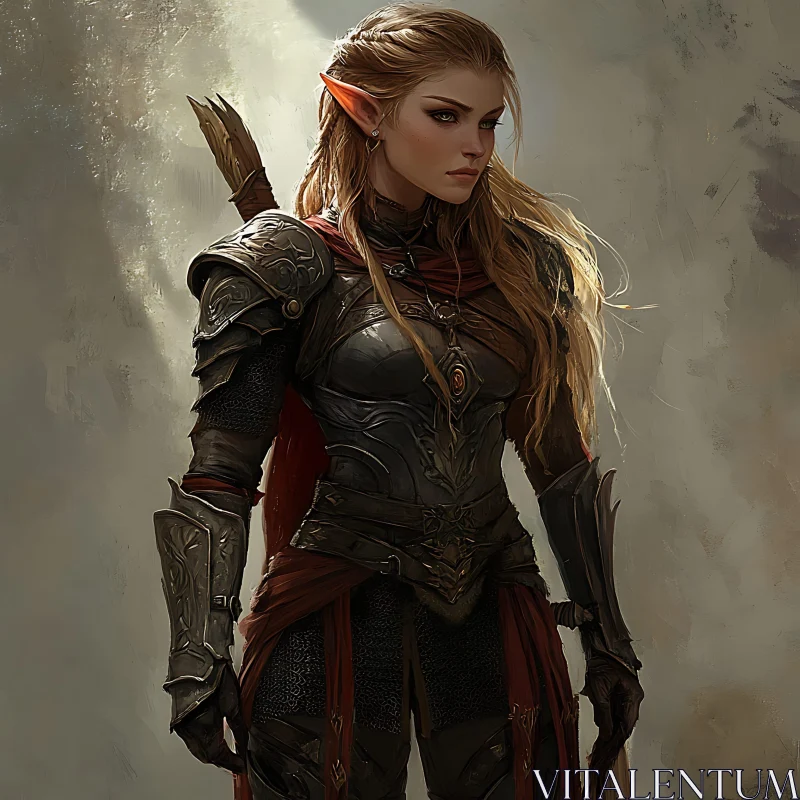 AI ART Fantasy Elf Warrior Woman Art