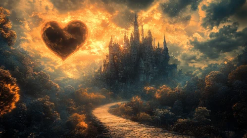 Fantasy Landscape with Castle and Heart