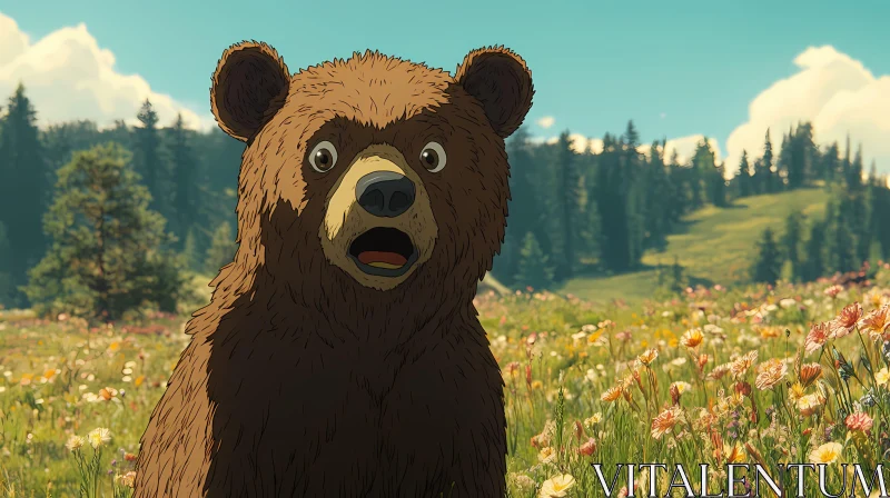 Surprised Bear in Nature AI Image