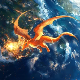 Soaring Dragon Over Planet Earth Art