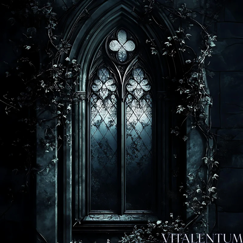 Ivy-Clad Gothic Window AI Image