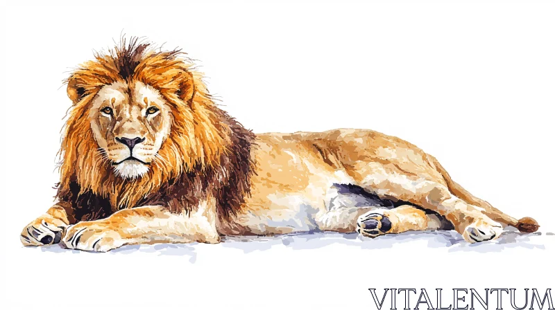 AI ART Resting Lion Art Piece