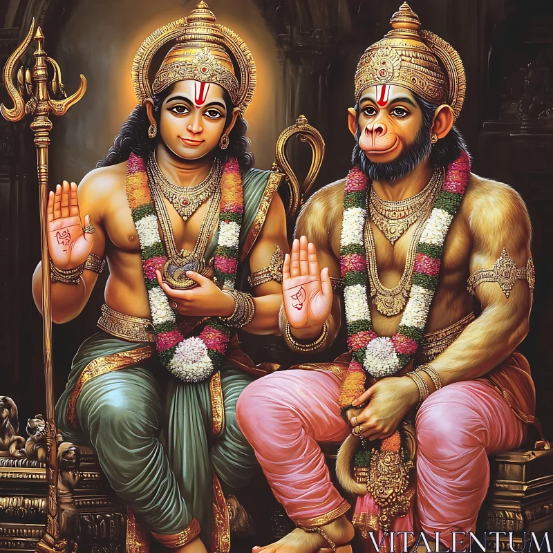 Regal Deities in Artistic Rendition AI Image