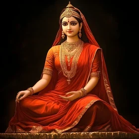 Portrait of Woman in Sari and Jewels