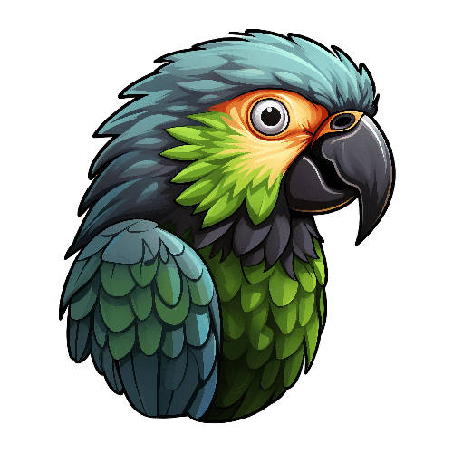 Cartoon Parrot with Blue and Green Feathers for POD POD Design