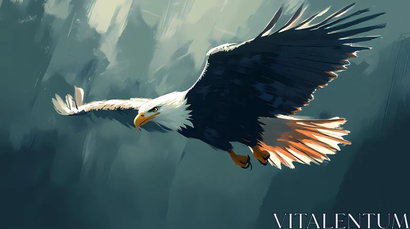 Eagle Soaring Through the Clouds AI Image