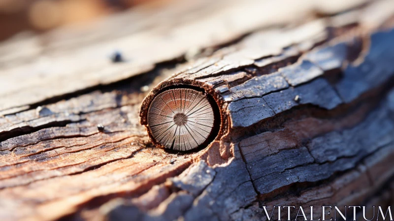 Close-up of Natural Wonder: Circular Hole in Tree Log AI Image
