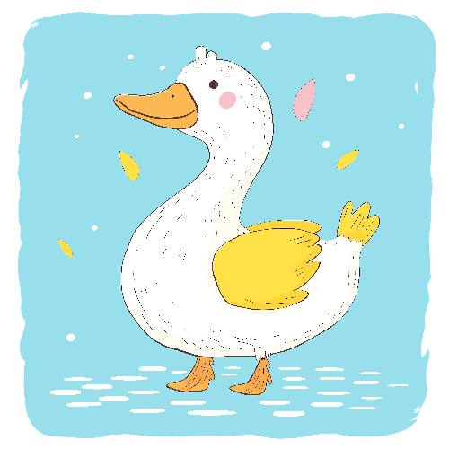 Cute Cartoon Duck Illustration for Kids' Apparel and Decor POD Design